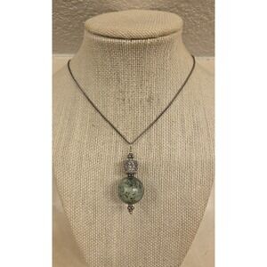 Vintage Sterling & African Turquoise Necklace Snake Braid Sterling Chain 24"